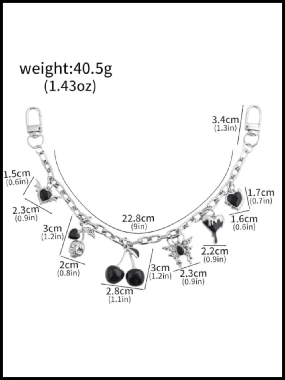 Gothic Cherry Bag Chain Charms Y2K Purse Charm Halloween Keychain Gift